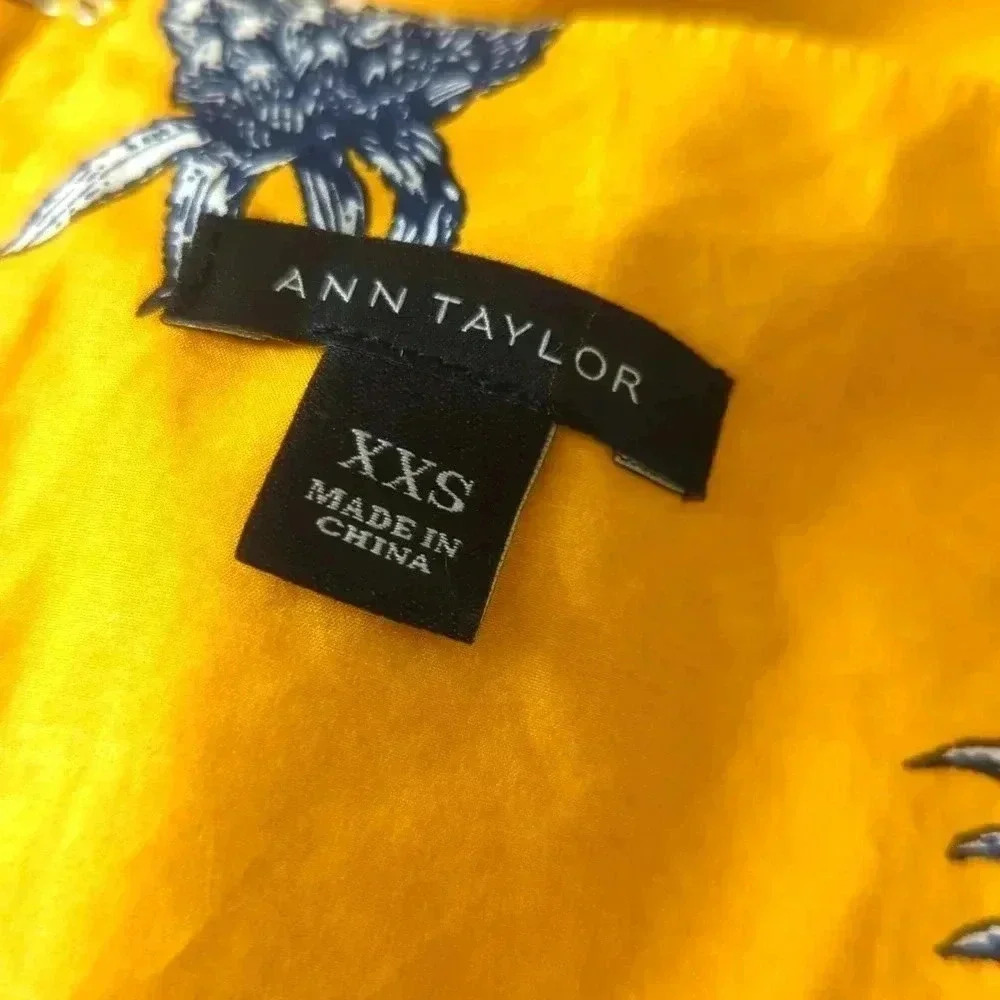 Ann Taylor Yellow Pineapple Print Fit and Flare Midi Dress - Picture 9 of 10